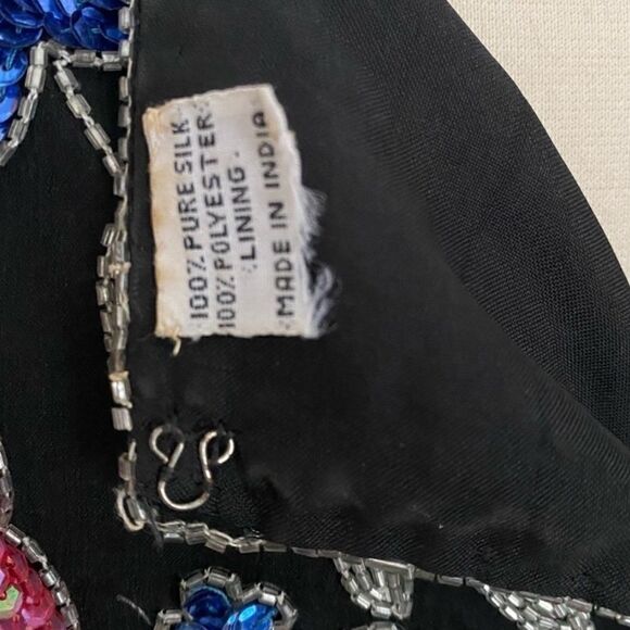 Vintage 100% SILK Scala 1980s Beaded 2pc Skirt Set - Picture 8 of 9